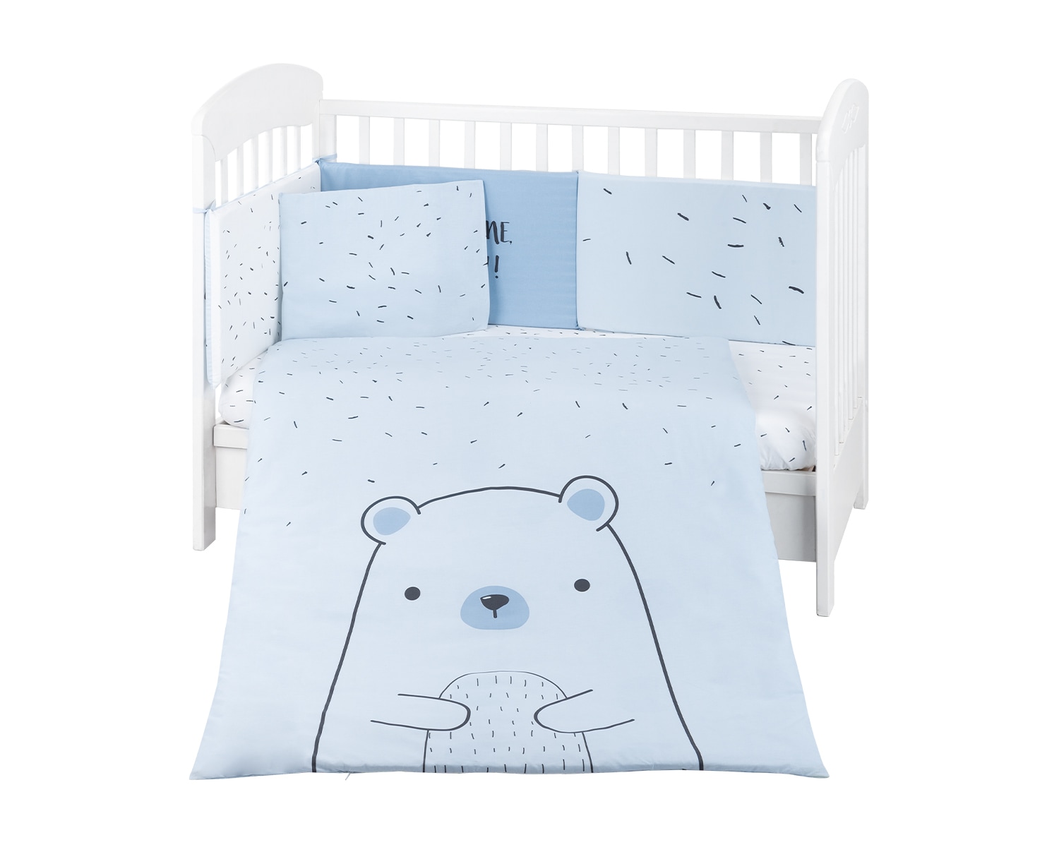 Kikkaboo Babybettw&auml;sche B&auml;r 6-tlg. Decke 135 x 95 Kissen 45 x 35 Laken 120 x 60 blau 