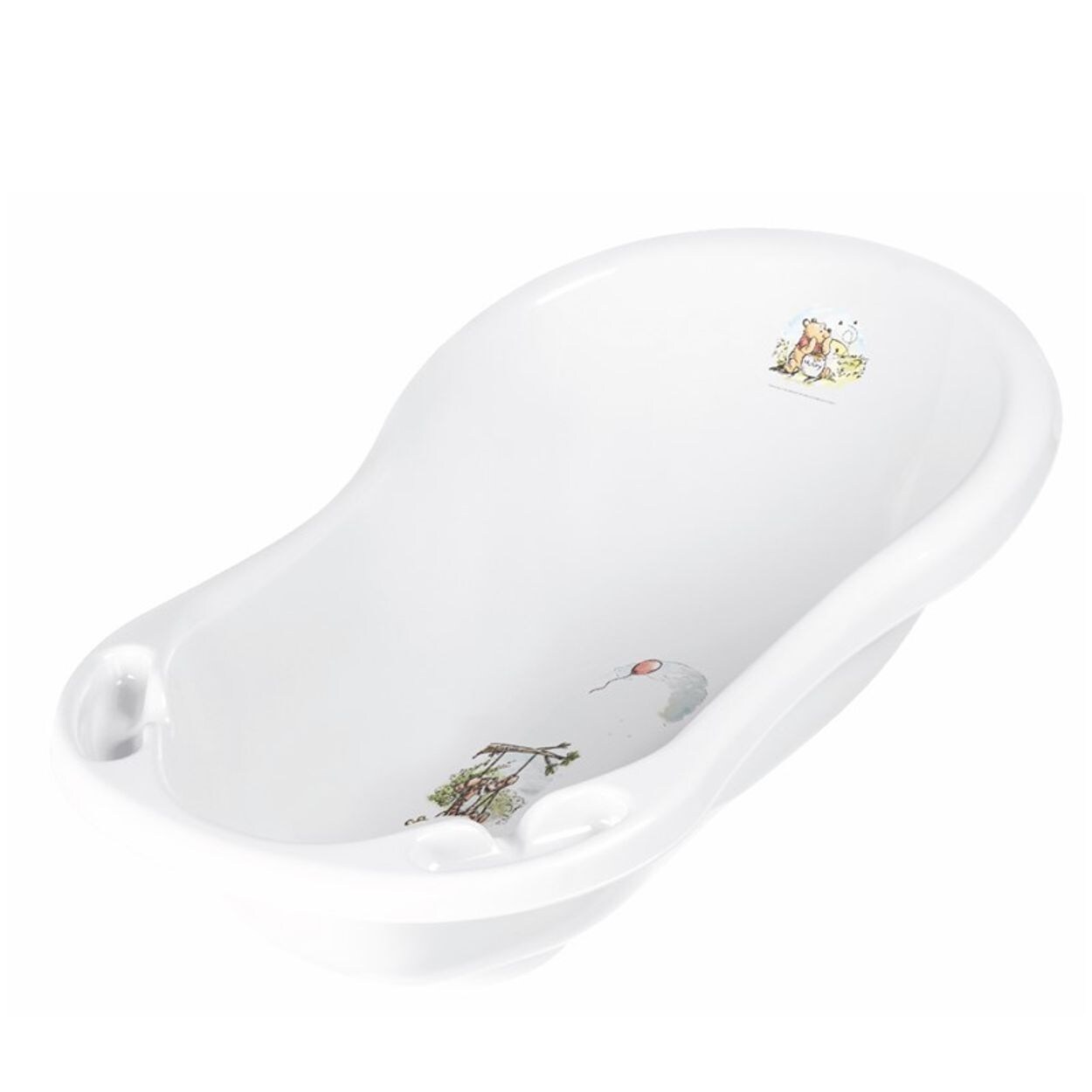 Babybadewanne Comic 84 cm lang ergonomische Form Ablagefächer ab Geburt weiß2