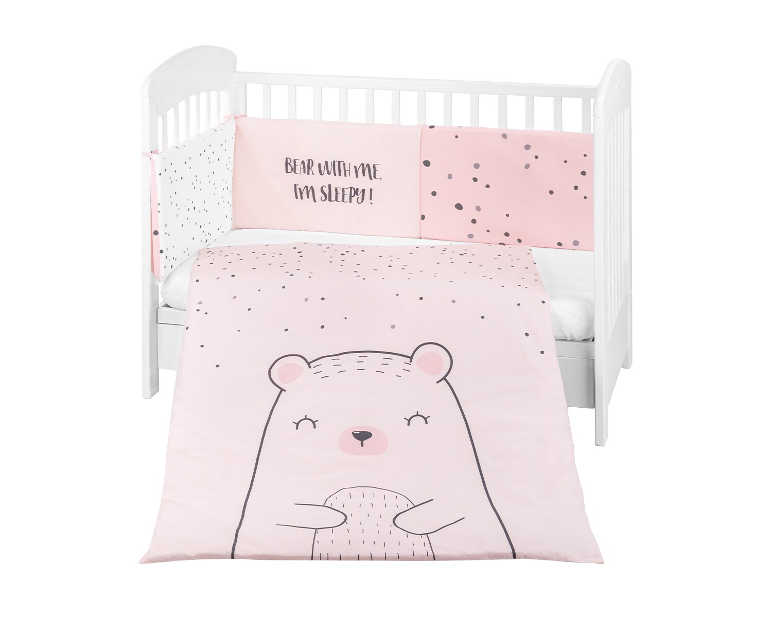 Kikkaboo Babybettw&auml;scheset B&auml;r 3tlg Decke 135 x 95 cm Nestchen 180 x 35 cm Bezug rosa 
