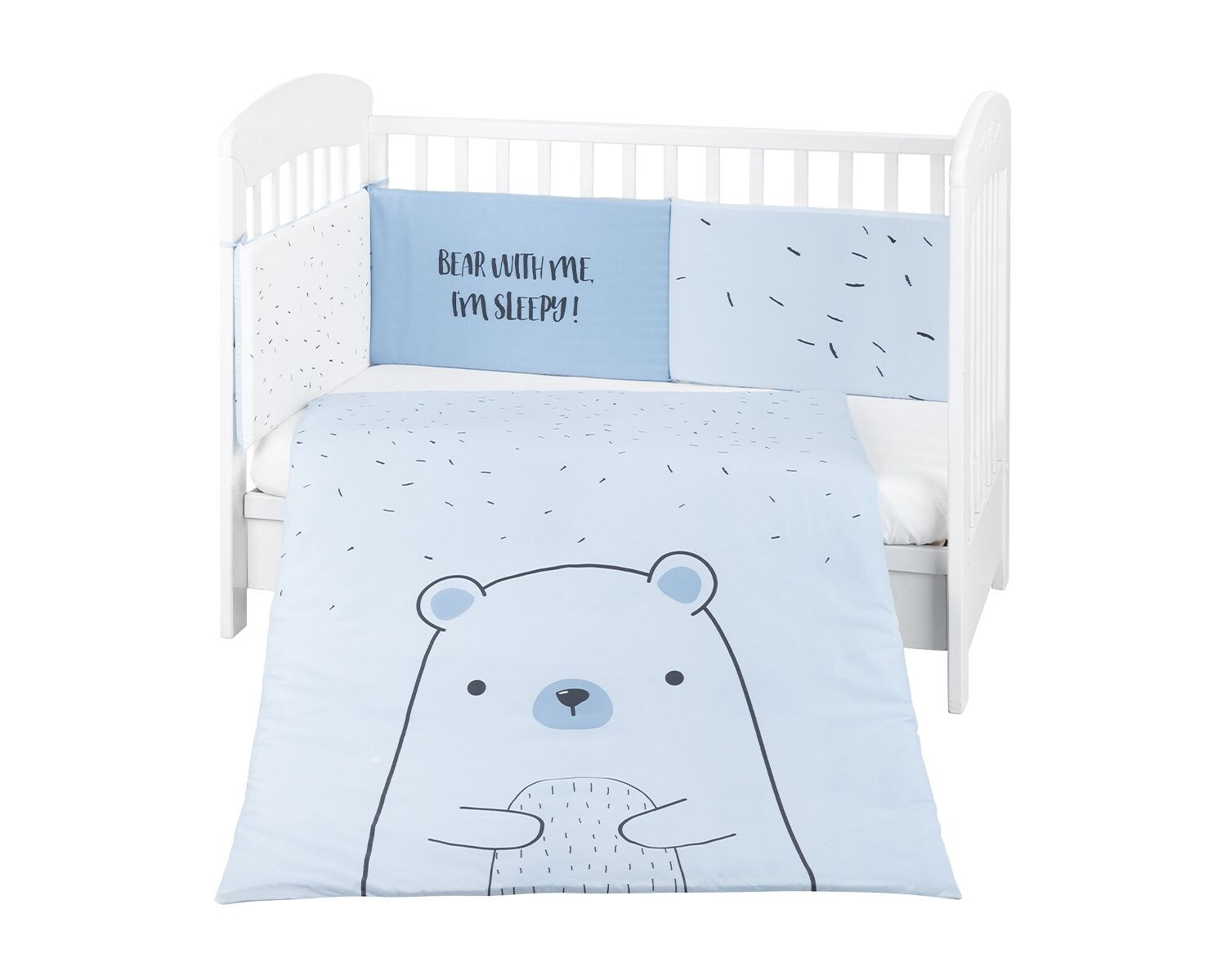 Kikkaboo Kinderbettwäsche Bär 3-tlg. Decke 135 x 95 cm Nestchen Bett 140 x 70 cm blau