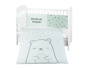 Kikkaboo Kinderbettwäsche Bär 3-tlg. Decke 135 x 95 cm Nestchen Bett 140 x 70 cm grün 