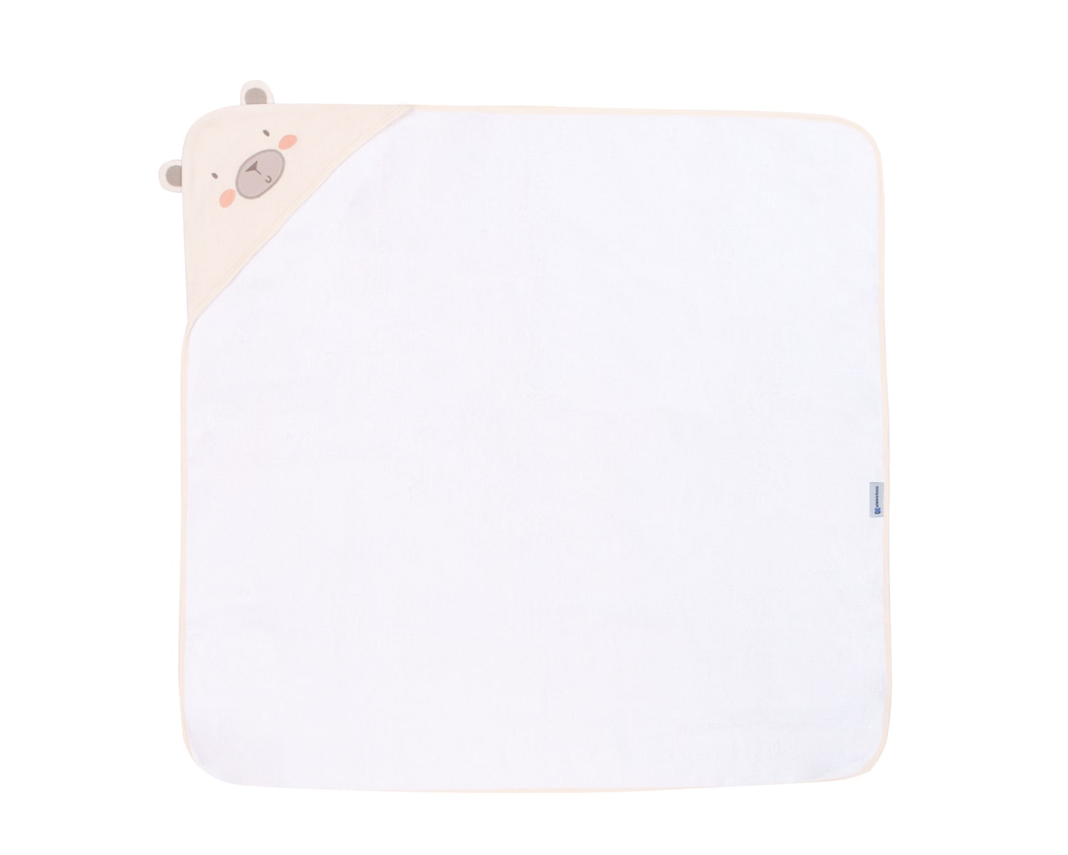 Kikkaboo Kapuzenhandtuch 90 x 90 cm, Babyhandtuch mit Kapuze, 100% Baumwolle beige 