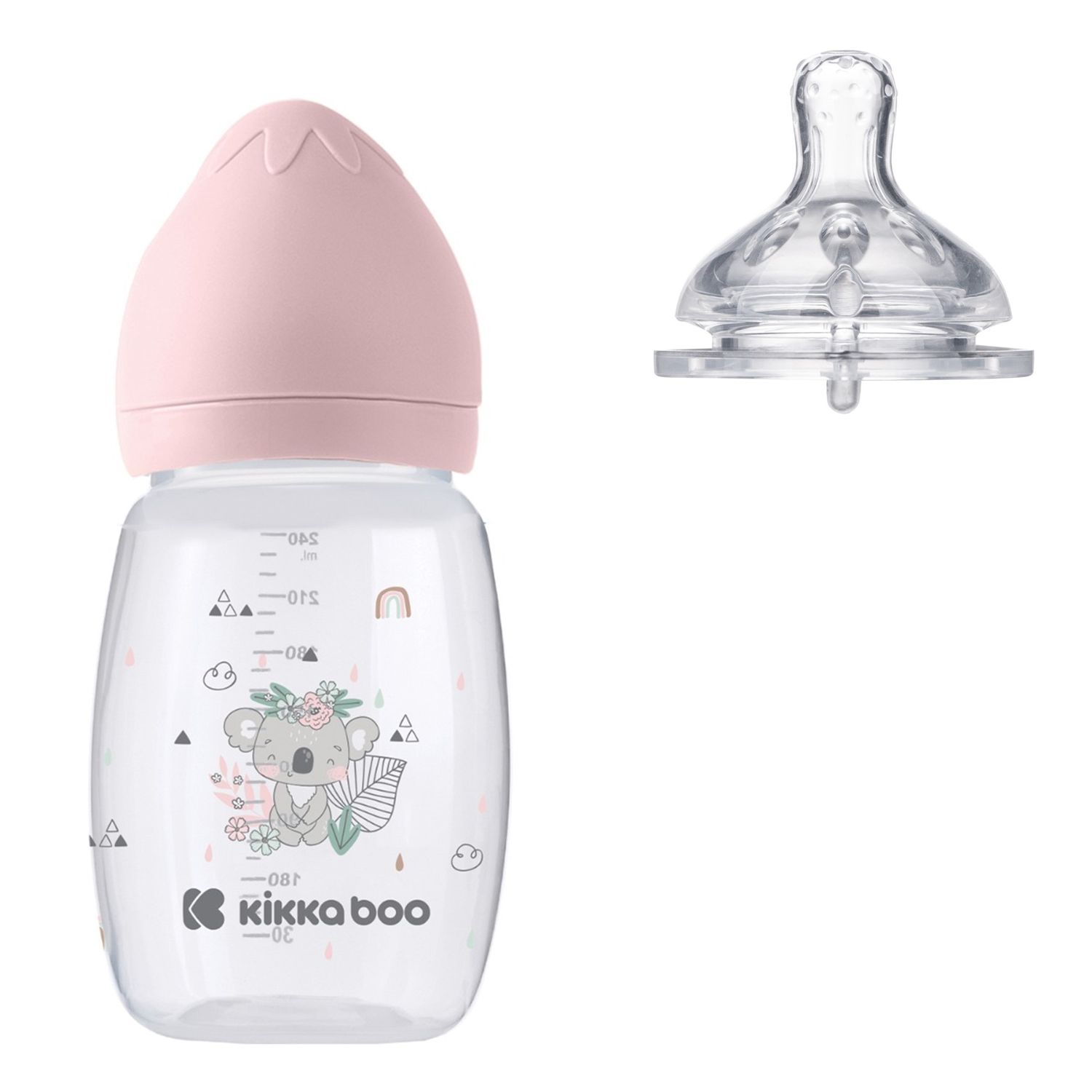 Kikkaboo Babyflasche Savanna 260ml Silikonsauger Gr&ouml;&szlig;e M Anti-Kolik ab 3 Monaten rosa 
