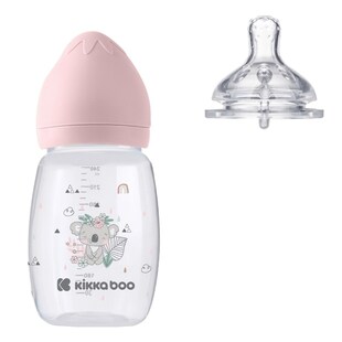 Kikkaboo Babyflasche Savanna 260ml Silikonsauger Größe M Anti-Kolik ab 3 Monaten rosa 