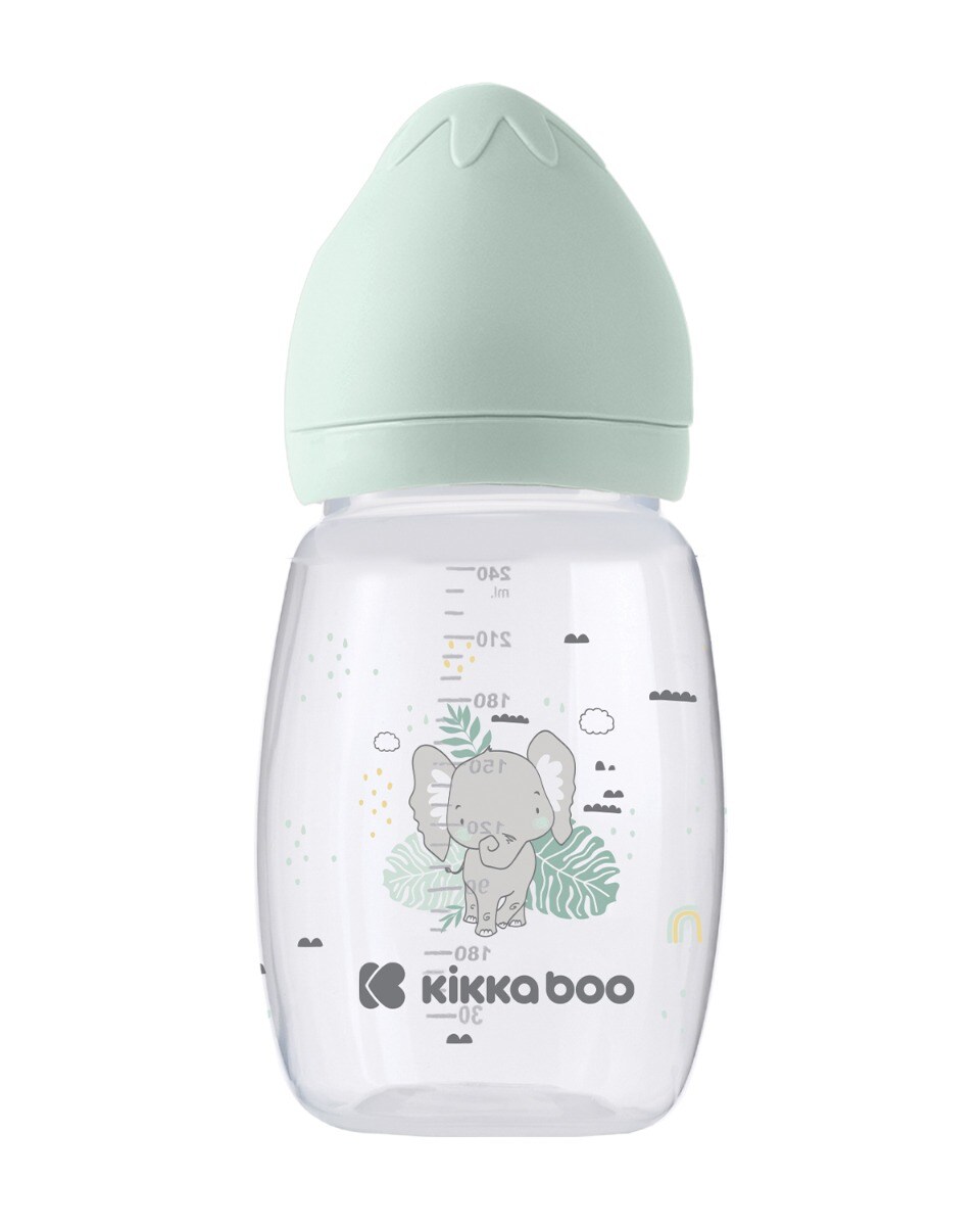 Kikkaboo Babyflasche Savanna 260ml Silikonsauger Gr&ouml;&szlig;e M Anti-Kolik ab 3 Monaten gr&uuml;n 