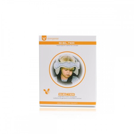 Cangaroo Kindersitz-Kopfstütze Shelter ergonomisch Kopfschutz für Auto  Kopfgurt grau