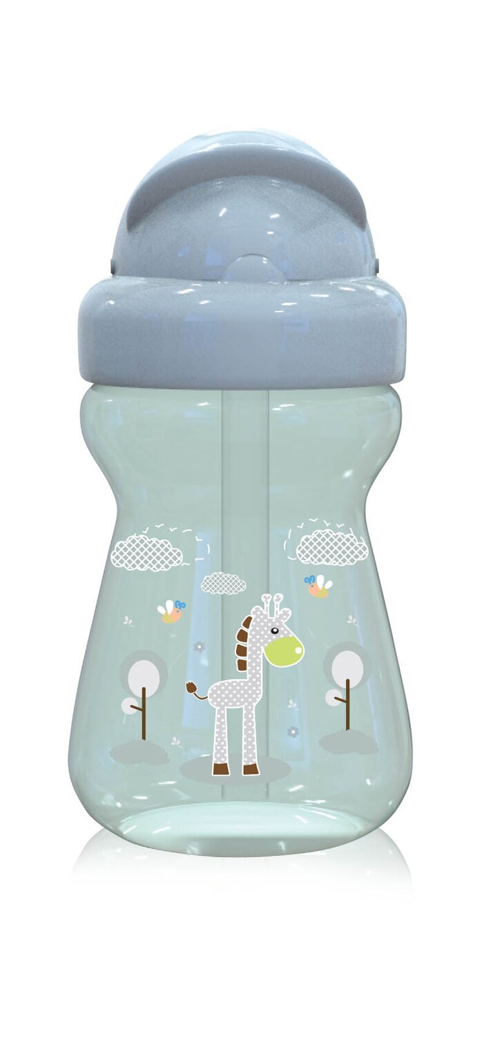 Baby Care Kinder Trinkflasche 200 ml Sport-Sipper Mini Tiere, Strohhalm, Deckel gr&uuml;n 