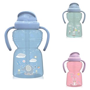 Baby Care Kinder Trinkflasche 325 ml Sport Sipper Trinkhalm Griffe ab 6 Monaten blau 