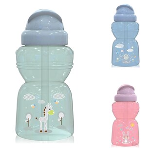 Baby Care Kinder Trinkflasche 325 ml Sport-Sipper Tiere Schutzdeckel Strohhalm grün 