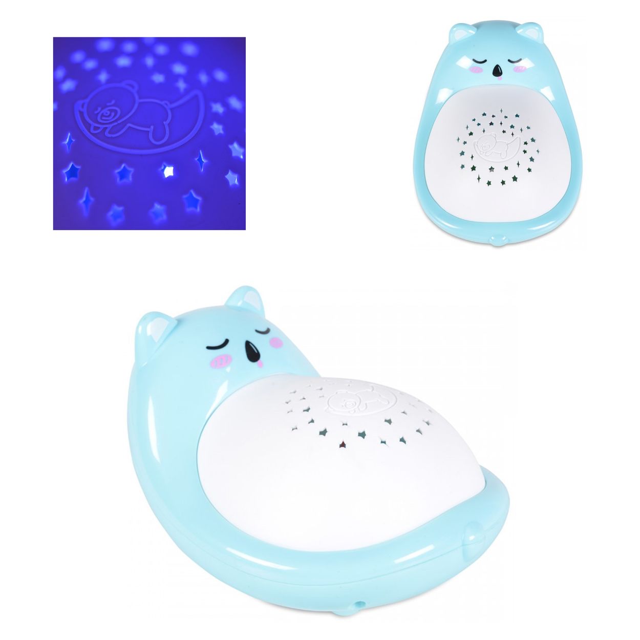 Moni Nachtlicht Tiere Musikspielzeug Spieluhr Lichtfunktion, Melodien, Projektor blau 