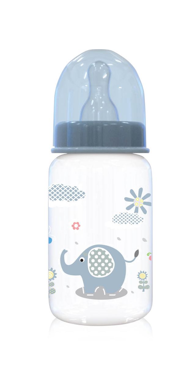 Baby Care Babyflasche Simple 125 ml Tiere Schutzdeckel Sauger Gr&ouml;&szlig;e 0+ ab Geburt blau 
