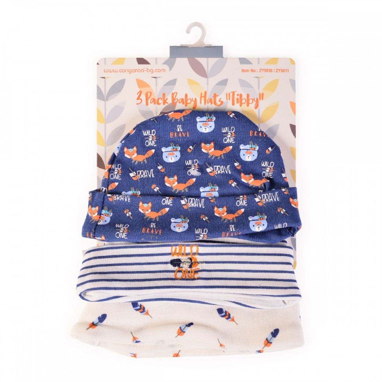 Cangaroo Babym&uuml;tze Tibby 3er-Set Gr&ouml;&szlig;e 46 cm, 100% Baumwolle, Erstlingsm&uuml;tze blau 