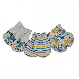 Cangaroo Baby-Fäustlinge Kay 3er Set, aus 100% Baumwolle, Erstlingshandschuhe blau 