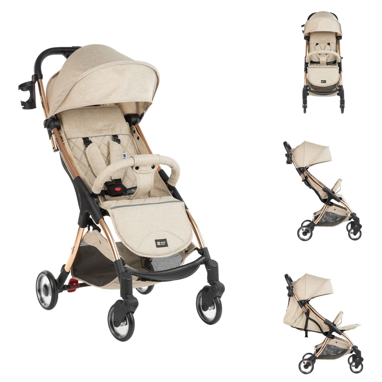 Kikkaboo Kinderwagen Buggy Cloe bis 22 kg Aluminiumrahmen faltbar Getr&auml;nkehalter beige 