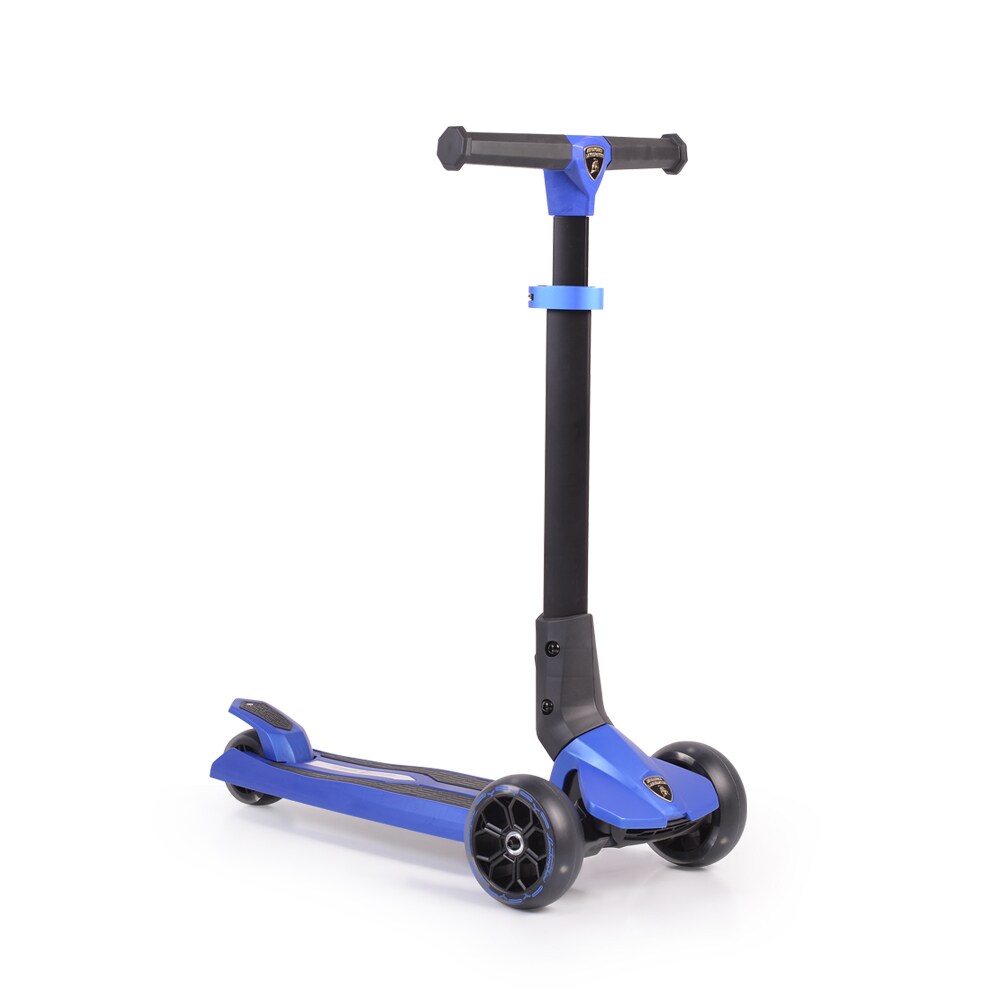 Byox Kinderroller Lamborghini 3 R&auml;der klappbar PU-R&auml;der ABEC-7 LED-R&auml;der Bremse blau 