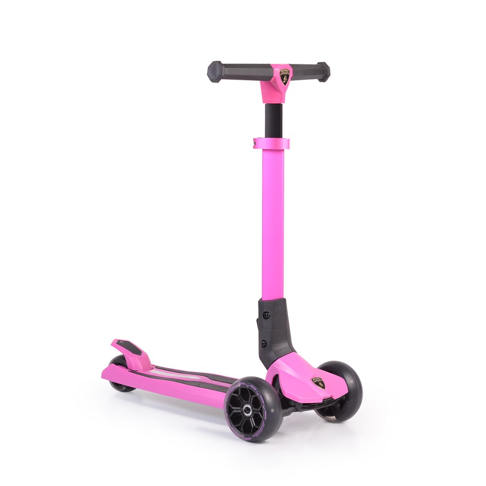 Byox Kinderroller Lamborghini 3 R&auml;der klappbar PU-R&auml;der ABEC-7 LED-R&auml;der Bremse pink 