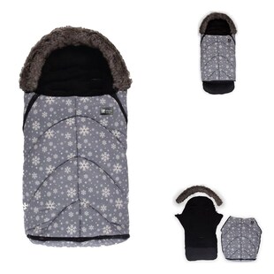 Kikkaboo Fußsack Shiny Nylon für Kinderwagen Motiv aufgedruckt Reißverschluss grau 