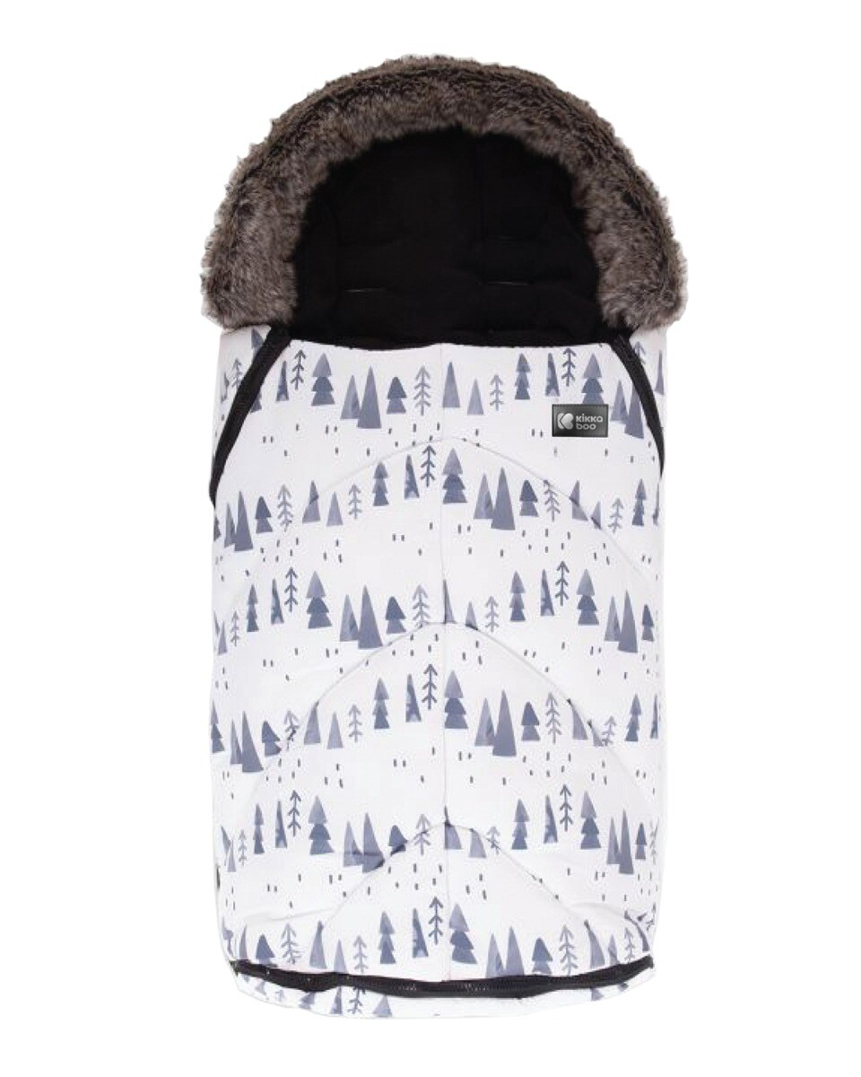 Kikkaboo Fu&szlig;sack Shiny Nylon f&uuml;r Kinderwagen Motiv aufgedruckt Rei&szlig;verschluss wei&szlig; 