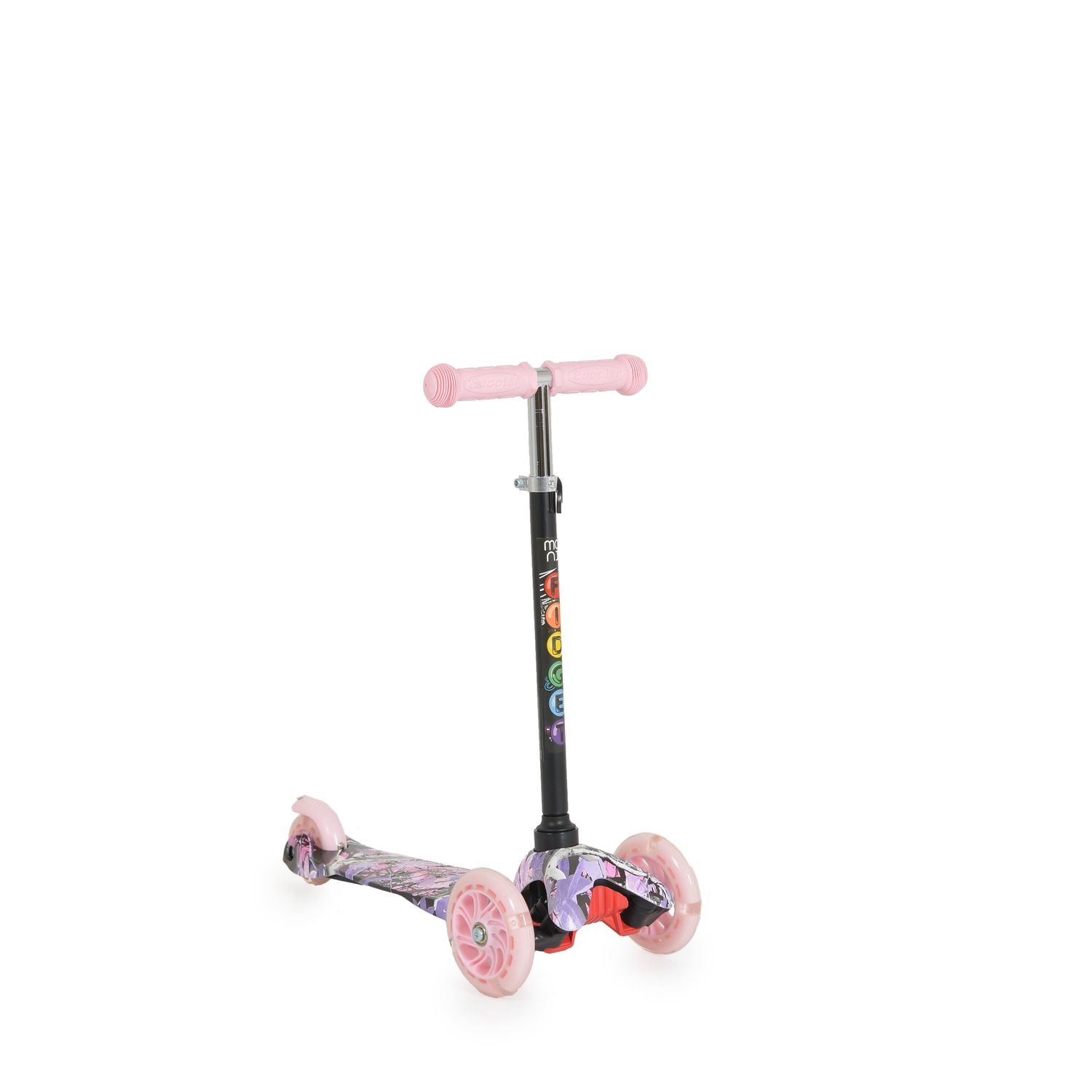 Moni Kinderroller Fidget 3 R&auml;der h&ouml;henverstellbar, PU-R&auml;der, Wasserdruck, ABEC-7 rosa 