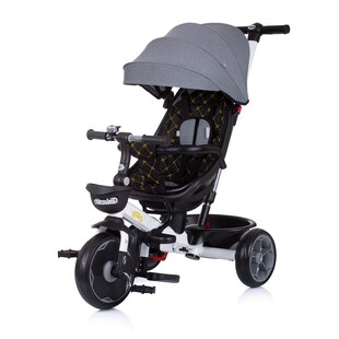 Chipolino Tricycle 4 in 1 Pegas verstellbar, Sitz umkehrbar, Schiebestange, Dach grau 
