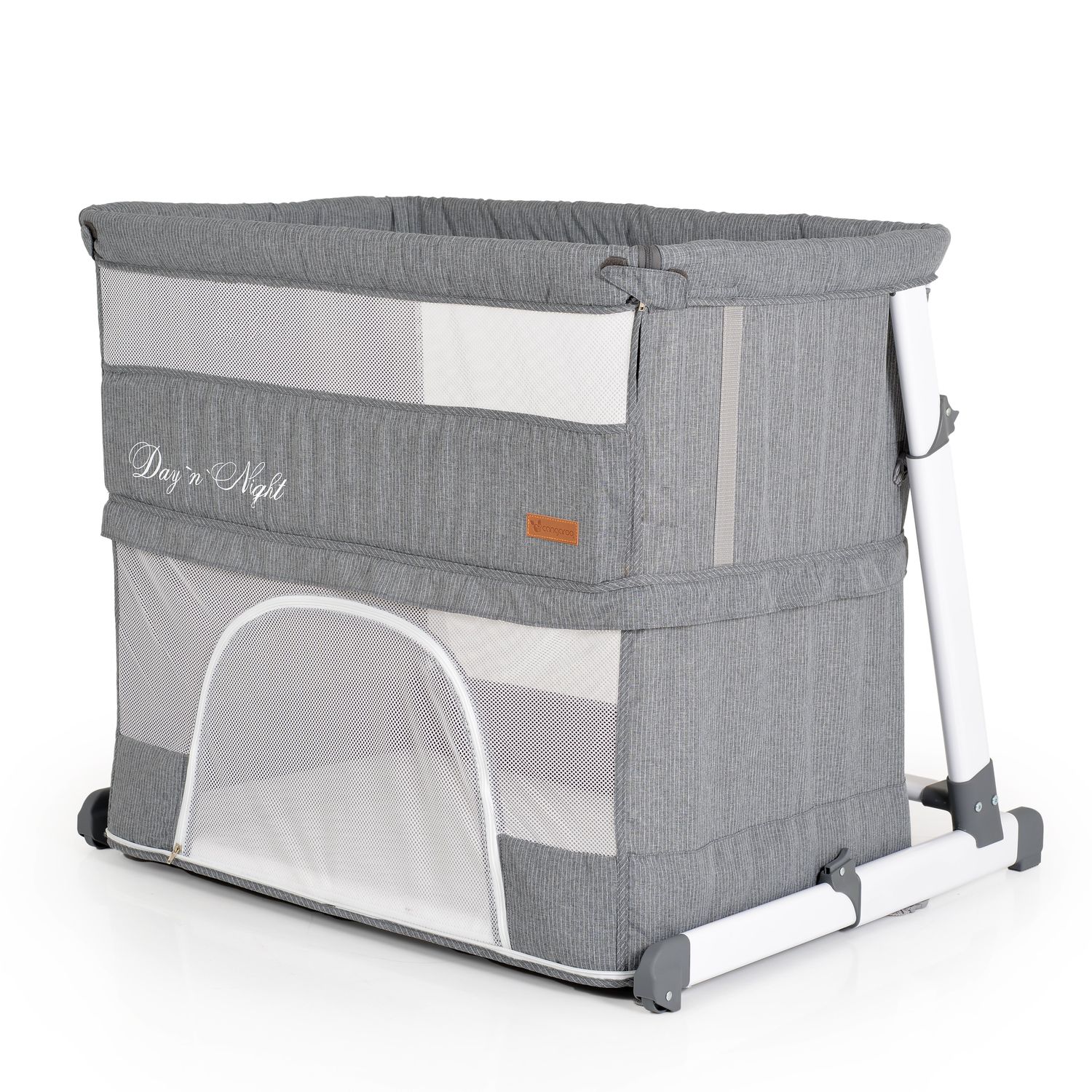 Cangaroo Beistellbett 2 in 1 Day&acute;n Night verstellbar Matratze Laufstall Babybett grau 