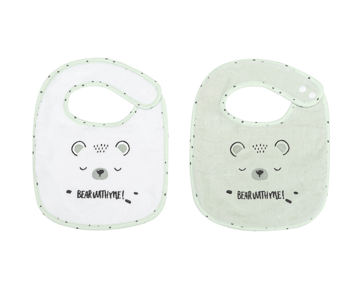 Kikkaboo Babyl&auml;tzchen 2er Set B&auml;r 23 x 31 cm, Frottee Druckknopf, 100% Baumwolle gr&uuml;n 