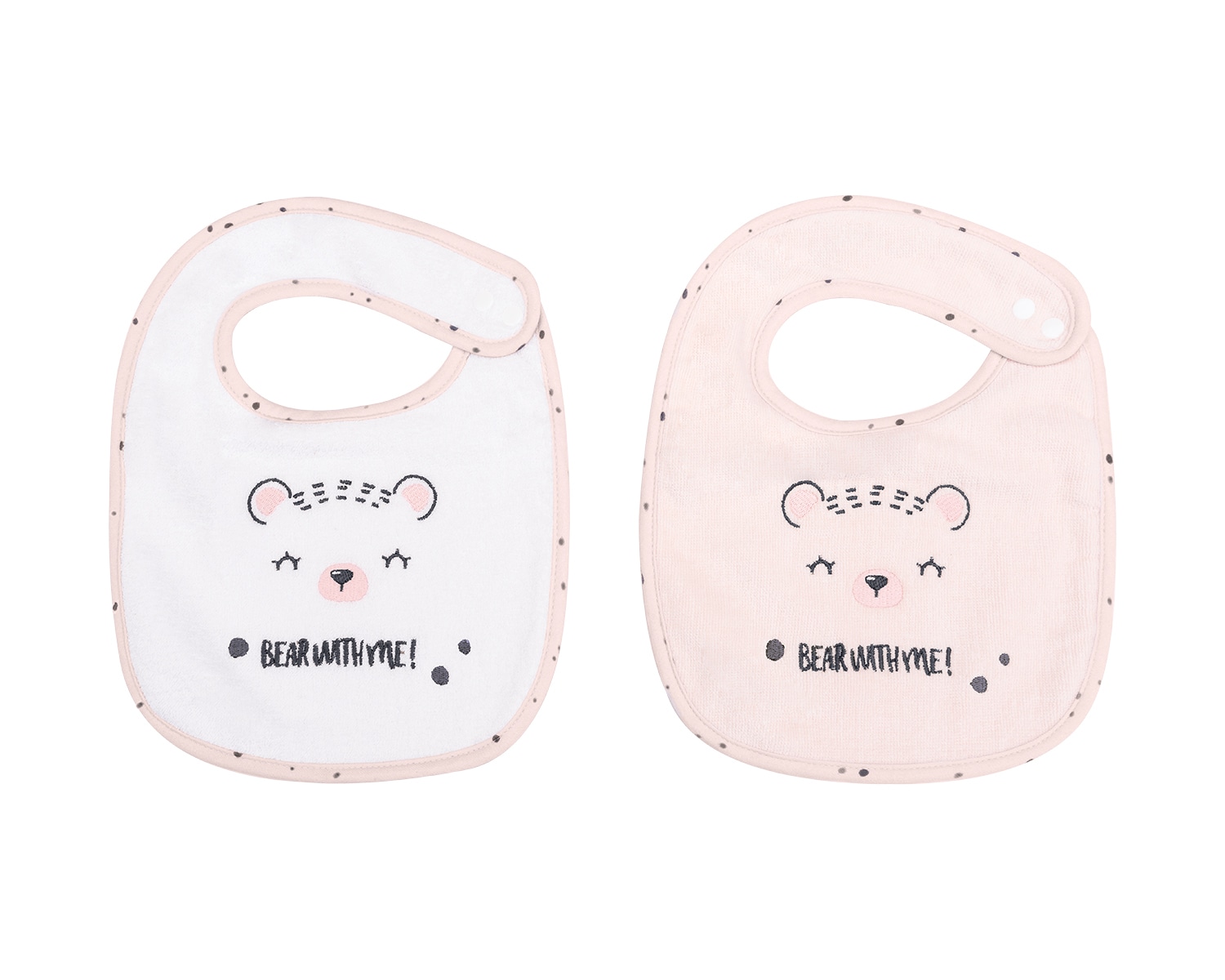 Kikkaboo Babyl&auml;tzchen 2er Set B&auml;r 23 x 31 cm, Frottee Druckknopf, 100% Baumwolle rosa 