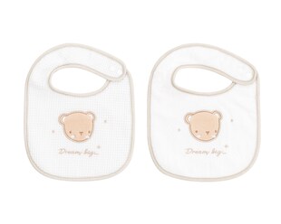 Kikkaboo Babylätzchen 2er Set Dream Frottee Waffelpique, Druckknopf, Baumwolle beige 