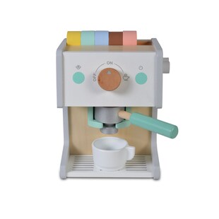 Moni Spielzeug Kaffeemaschine 4319 Holz Siebträger Kaffeekapseln Tasse Löffel 