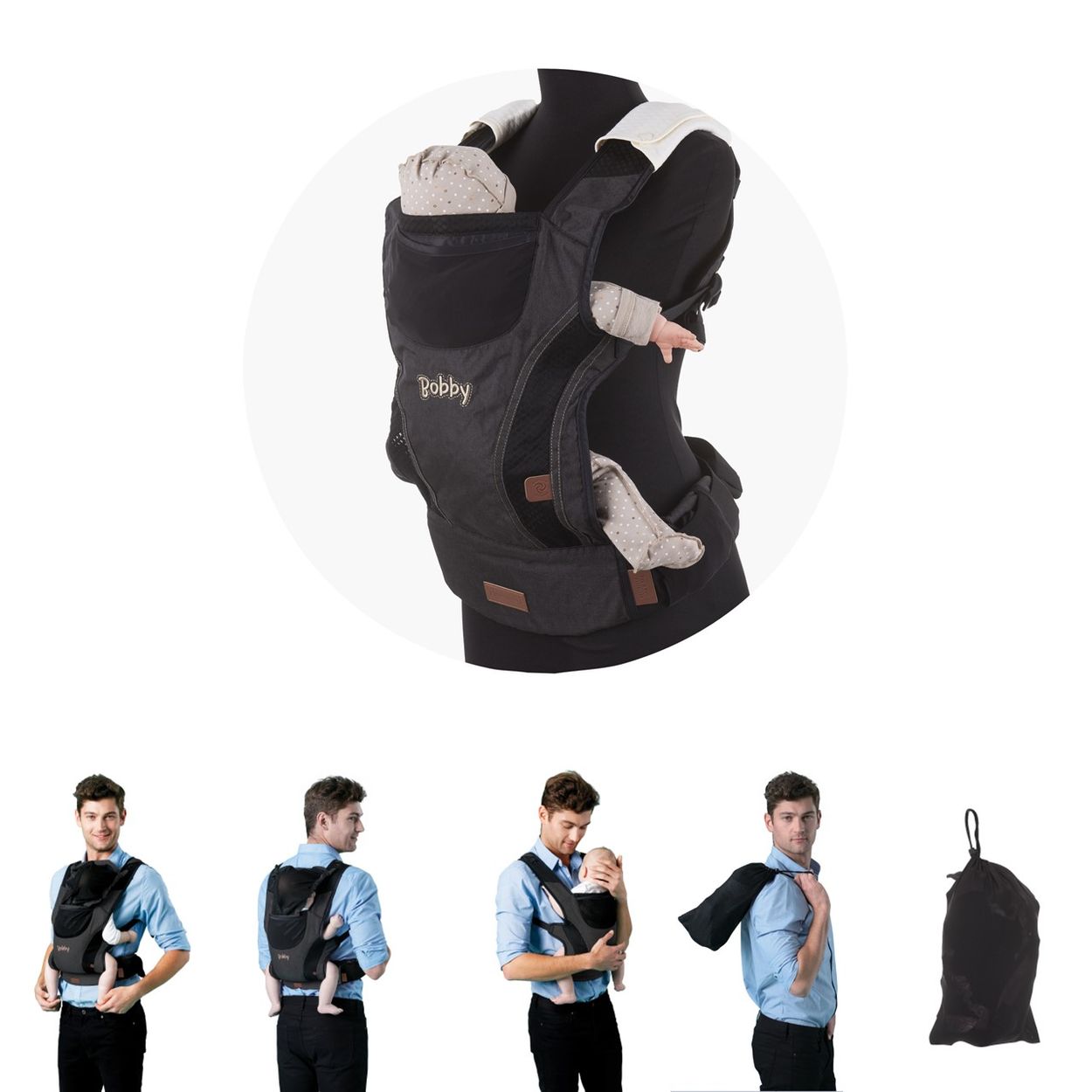 Chipolino Babytrage Bobby 4 in 1, Bauch- und R&uuml;ckentrage, ab 4 bis 24 Monate schwarz 