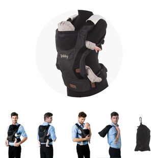 Chipolino Babytrage Bobby 4 in 1, Bauch- und Rückentrage, ab 4 bis 24 Monate schwarz 