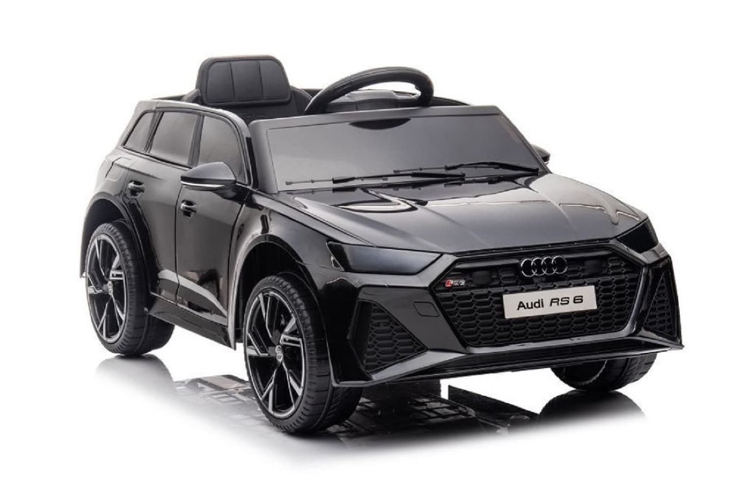 ES-Toys Kinder Elektrofahrzeug Audi RS6 lizenziert Kunstledersitz EVA-Reifen MP3 schwarz 