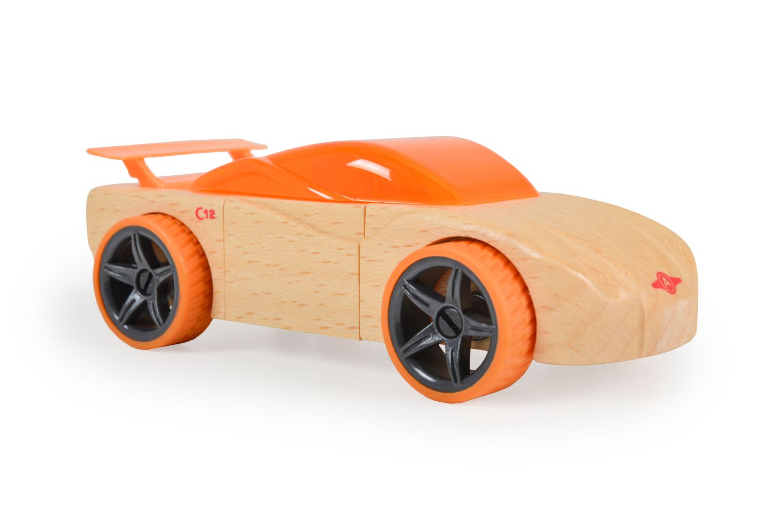 Moni Spielzeugautos Mini aus Buchenholz verschiedene Modelle, ab 4 Jahre orange 