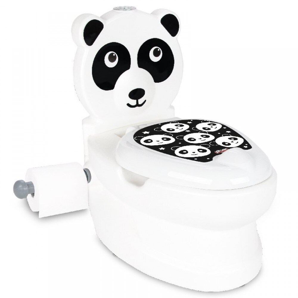 Pilsan T&ouml;pfchen Panda 07561 Toilettenpapierhalter, Musik, Licht, Klappdeckel wei&szlig; 