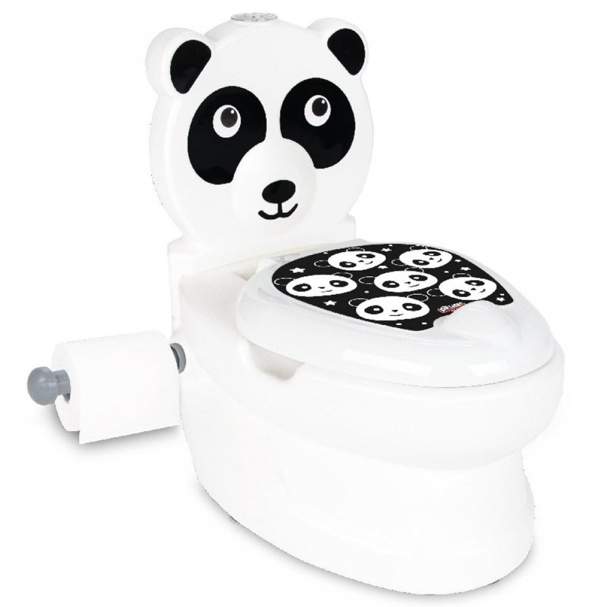 Töpfchen Panda 07561 Toilettenpapierhalter, Musik, Licht, Klappdeckel weiß