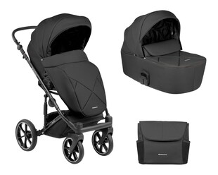 Kikkaboo Kinderwagen Amani 2 in 1 Babywanne, Sportsitz, Wickeltasche, Matratze schwarz 