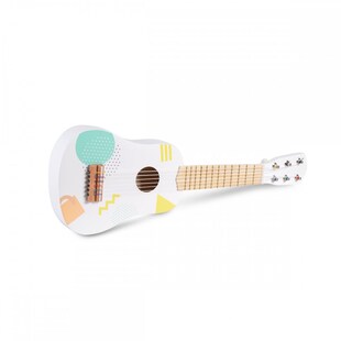 Moni Musikspielzeug Holzgitarre 3601 Länge 55 cm, 6 Saiten, ab 3 Jahren weiß 