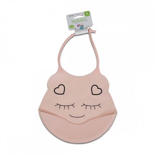 Cangaroo Babylatz Nugget Silikon, verstellbar, Fütterlätzchen, Auffangschale rosa 