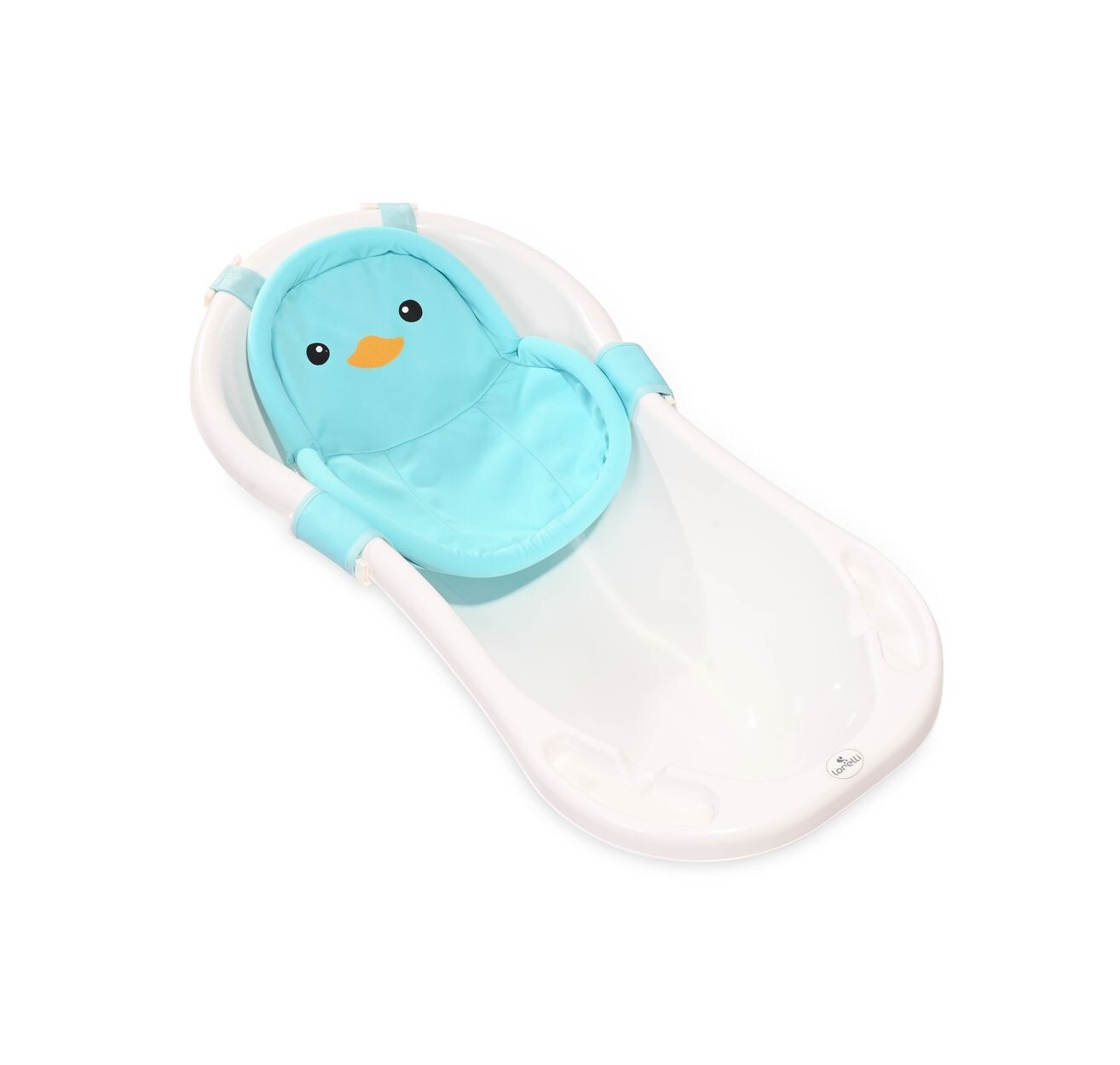 Baby Badenetz Pinguin, Clips aus Kunststoff, Badewannennetz, ab Geburt blau