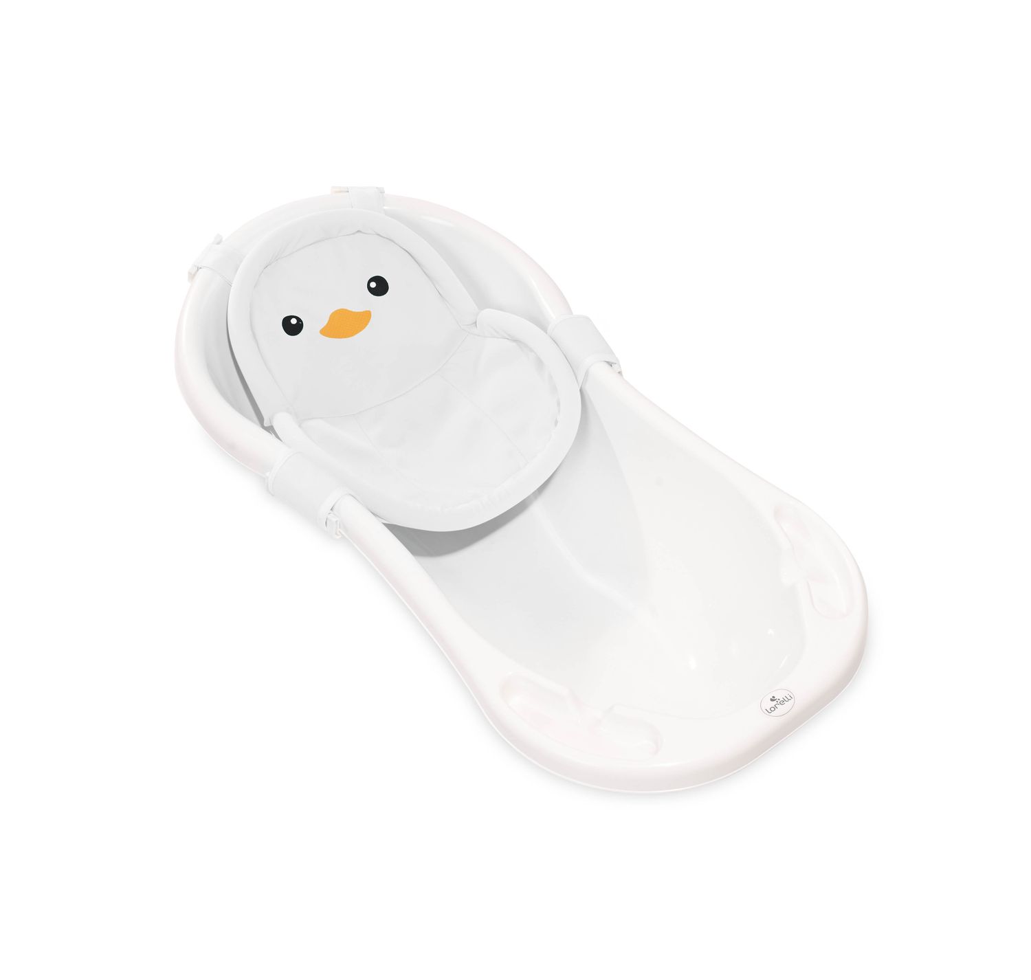 Lorelli Baby Badenetz Pinguin, Clips aus Kunststoff, Badewannennetz, ab Geburt wei&szlig; 