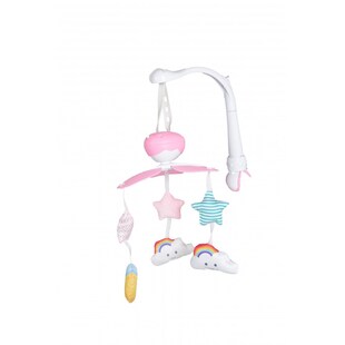 Moni Musik Mobile Moon 6368, Plüschfiguren, 5 Melodien, Autoabschaltung, drehbar rosa 