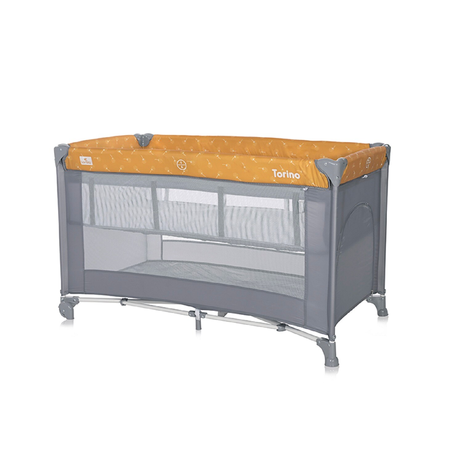 Lorelli Reisebett Torino 2 Ebenen faltbar seitliche &Ouml;ffnung Tragetasche Matratze gelb 