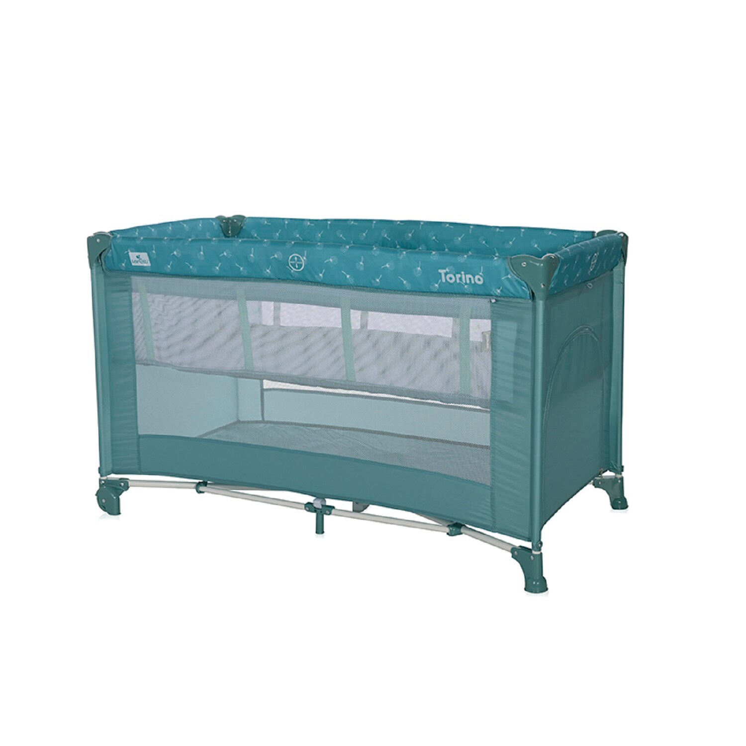 Lorelli Reisebett Torino 2 Ebenen faltbar seitliche &Ouml;ffnung Tragetasche Matratze gr&uuml;n 