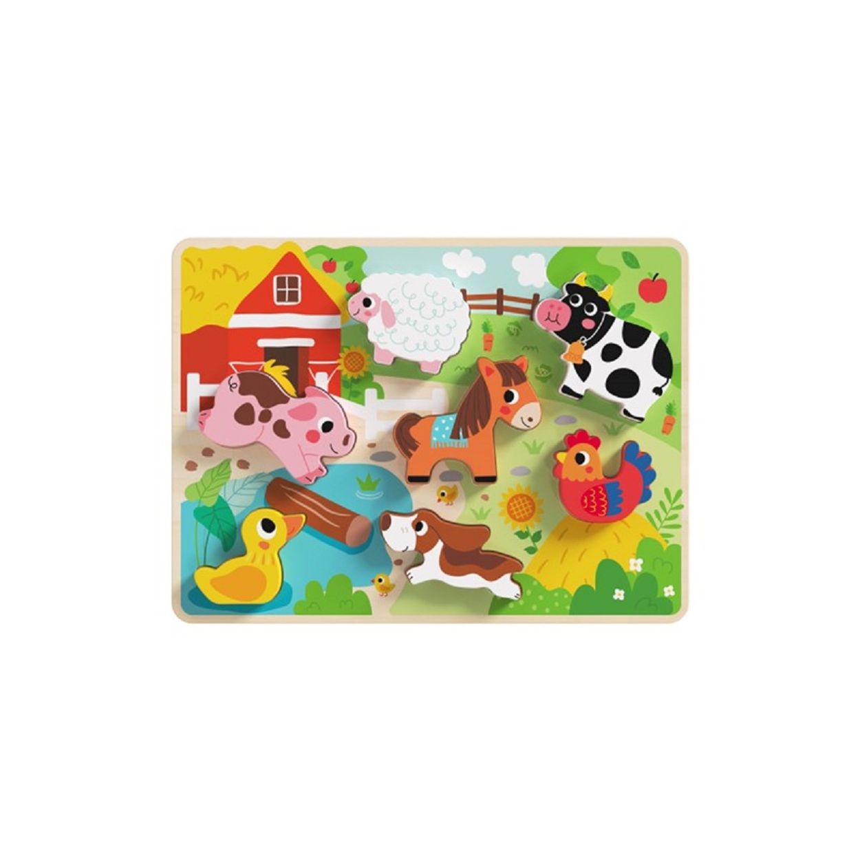 Tooky Toy 3D Kinder Holz-Puzzle Tiere, 8-teiliges Steckpuzzle, ab 12 Monaten gr&uuml;n 