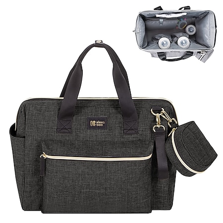 Kikkaboo Wickeltasche Maxi mit Wickelunterlage, kleine Tasche, Reißverschluss schwarz 