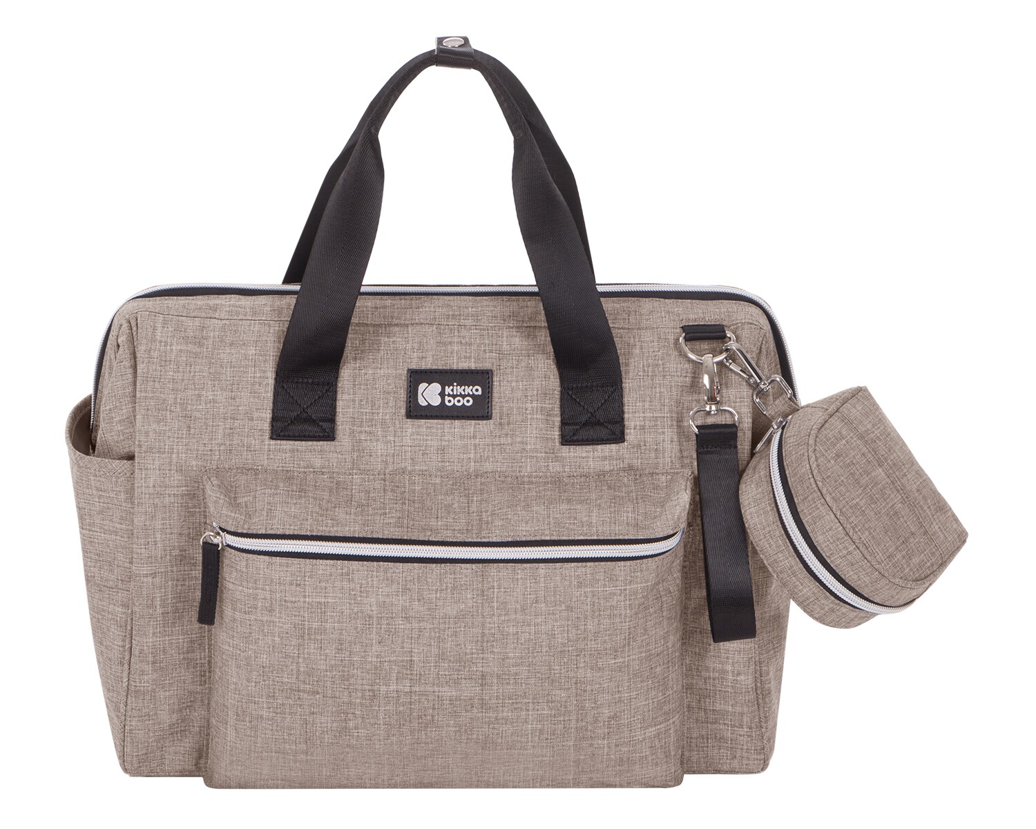 Kikkaboo Wickeltasche Maxi mit Wickelunterlage, kleine Tasche, Rei&szlig;verschluss beige 
