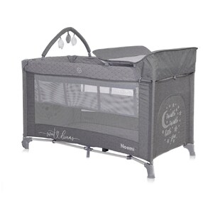 Lorelli Reisebett Noemi 2 Ebenen, Wickelauflage, Spielbogen, Tragetasche, Räder dunkelgrau 