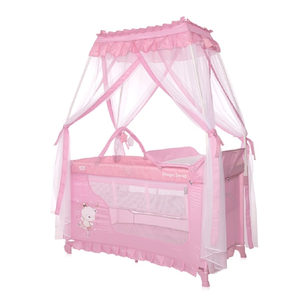 Lorelli Reisebett Magic Sleep 2 Ebenen Baldachin Mobile Wickelauflage faltbar pink 