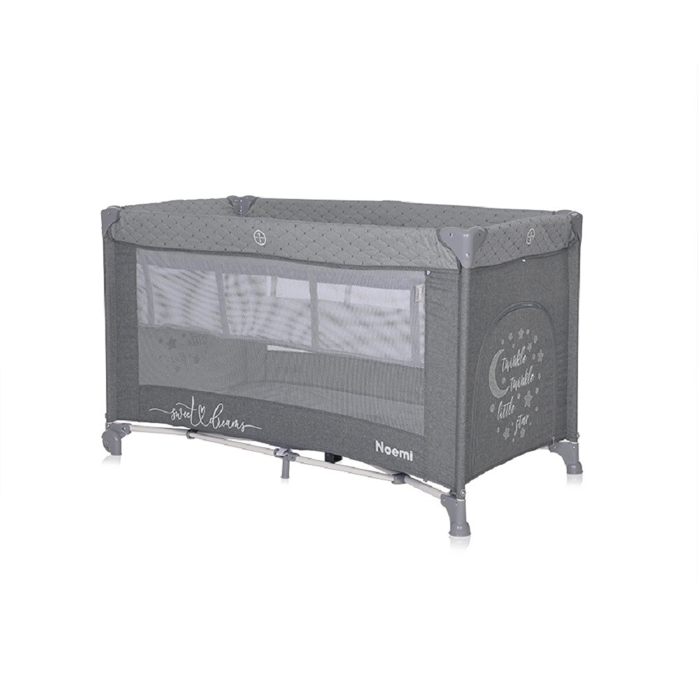 Lorelli Reisebett Noemi 2 Ebenen seitliche &Ouml;ffnung Matratze R&auml;der Tragetasche dunkelgrau 