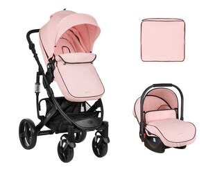 Kikkaboo Kombikinderwagen 3 in 1 Beloved Babywanne Autositz Wickeltasche faltbar pink 